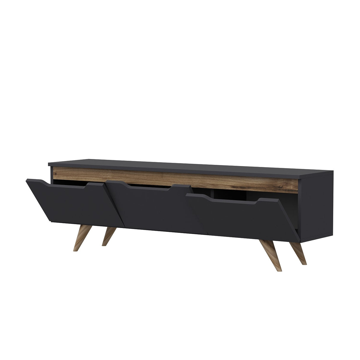 Comodă TV Prag, Antracit - Stejar, 150x35x44 cm