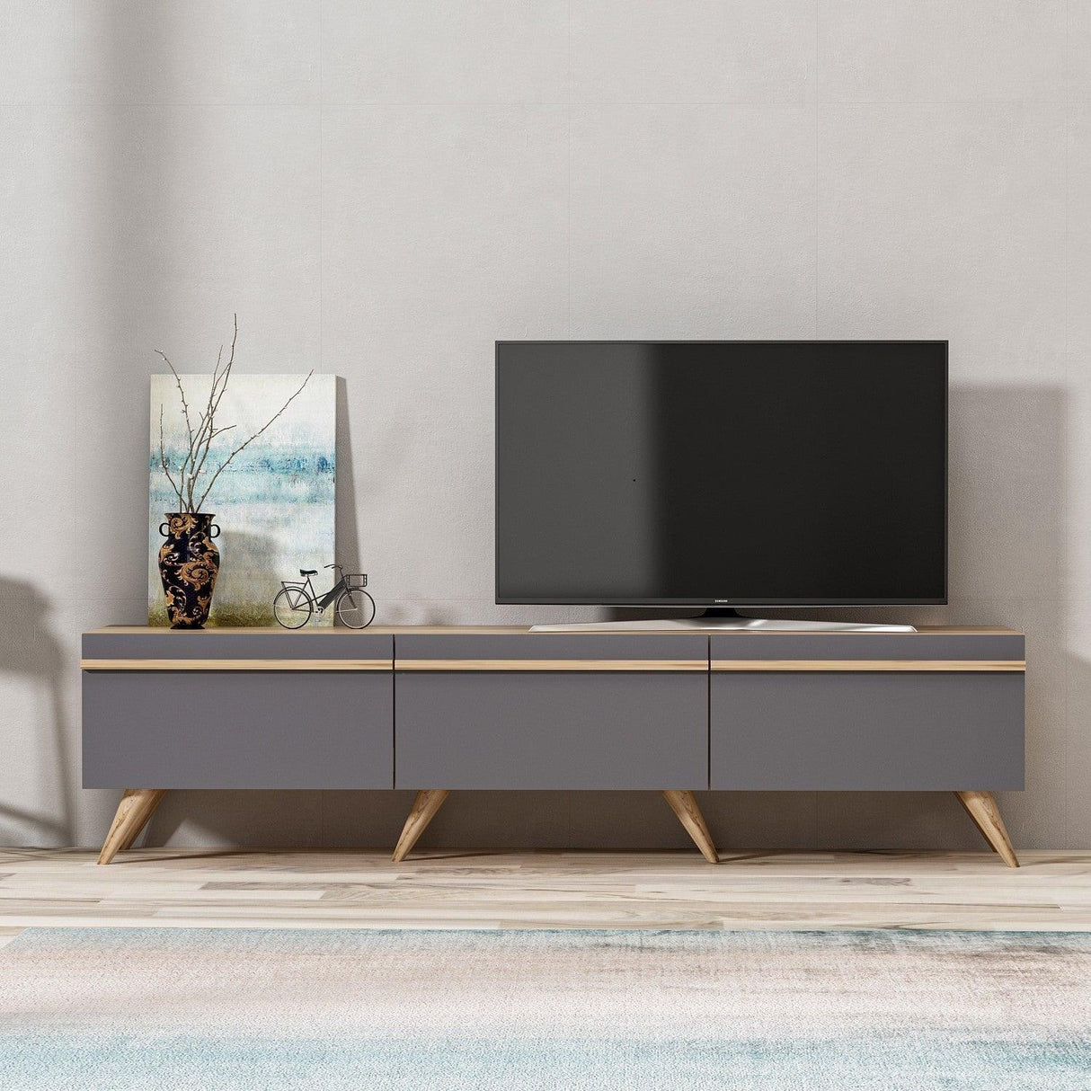 COMODA TV Amsterdam - Anthracite, Gri, 180x42x35 cm
