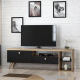 Comodă TV Parion, Diverse culori, 150x35x47 cm - Negru - Stejar | SKU: 382NRC1107 | Comodă TV Parion, 150x35x47 cm, varianta Negru - Stejar, produs pentru amenajarea locuinței, disponibil online în România la CasaMob