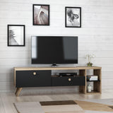 Comodă TV Parion, Diverse culori, 150x35x47 cm - Negru - Stejar | SKU: 382NRC1107 | Comodă TV Parion, 150x35x47 cm, varianta Negru - Stejar, produs pentru amenajarea locuinței, disponibil online în România la CasaMob
