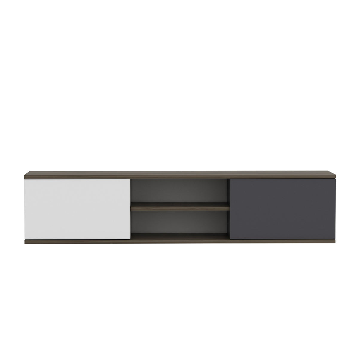 Comodă TV Ayze, Antracit - Nuc - Alb, 160x32x33 cm