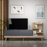 Comodă TV Dizayn, Antracit - Nuc, 180x37x82 cm