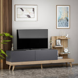Comodă TV Dizayn, Antracit - Nuc, 180x37x82 cm