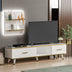 Alb - Auriu | SKU: 382NRC1118 | Comodă TV Aren, 180x35x44 cm, varianta Alb - Auriu, produs pentru amenajarea locuinței, disponibil online în România la CasaMob