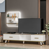 Comodă TV Aren, Diverse culori, 180x35x44 cm - Alb - Auriu | SKU: 382NRC1118 | Comodă TV Aren, 180x35x44 cm, varianta Alb - Auriu, produs pentru amenajarea locuinței, disponibil online în România la CasaMob