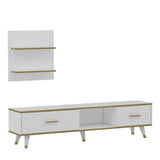 Comodă TV Aren, Diverse culori, 180x35x44 cm - Alb - Auriu | SKU: 382NRC1118 | Comodă TV Aren, 180x35x44 cm, varianta Alb - Auriu, produs pentru amenajarea locuinței, disponibil online în România la CasaMob