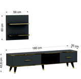 Comodă TV Aren, Diverse culori, 180x35x44 cm - Antracit | SKU: 382NRC1126 | Comodă TV Aren, 180x35x44 cm, varianta Antracit, produs pentru amenajarea locuinței, disponibil online în România la CasaMob
