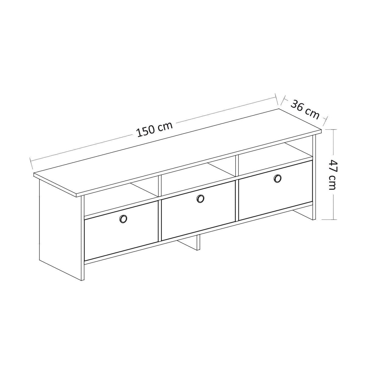 Comodă TV Oslo, Diverse culori, 150x36x47 cm - Alb - Sapphire | SKU: 382NRC1137 | Comodă TV Oslo, 150x36x47 cm, varianta Alb - Sapphire, produs pentru amenajarea locuinței, disponibil online în România la CasaMob
