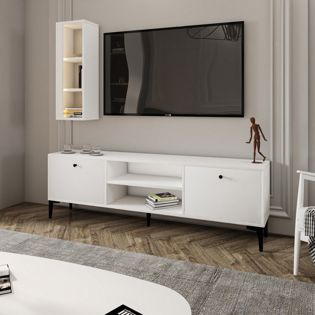 Comodă TV Bien, Diverse culori, 150x30x48 cm - Alb | SKU: 382NRC1140 | Comodă TV Bien, 150x30x48 cm, varianta Alb, produs pentru amenajarea locuinței, disponibil online în România la CasaMob