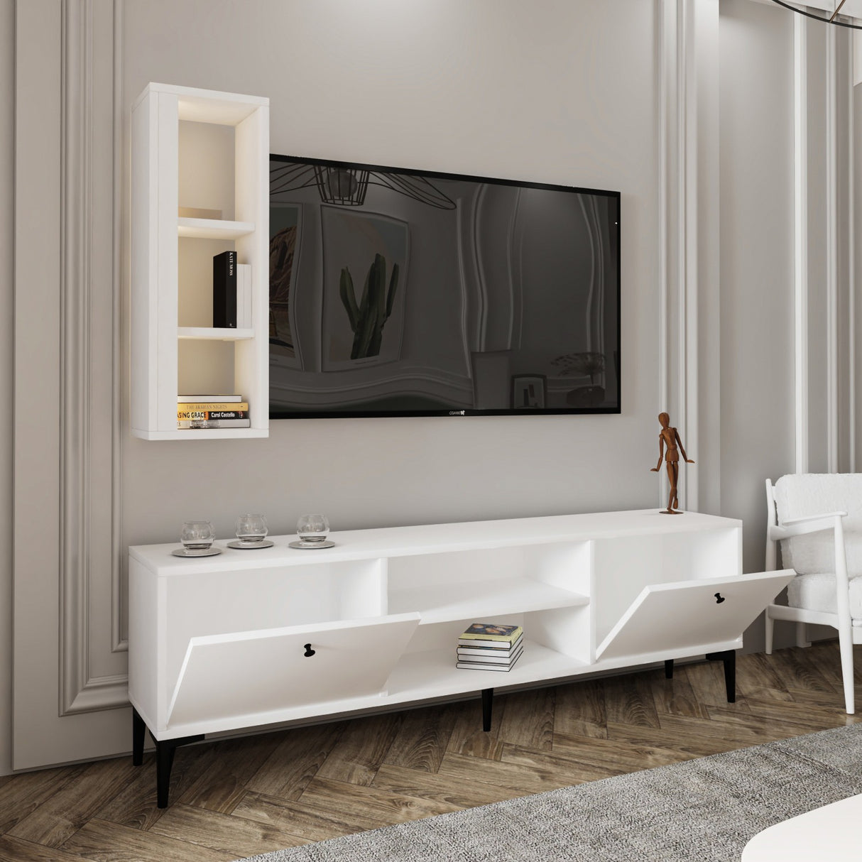 Comodă TV Bien, Diverse culori, 150x30x48 cm - Alb | SKU: 382NRC1140 | Comodă TV Bien, 150x30x48 cm, varianta Alb, produs pentru amenajarea locuinței, disponibil online în România la CasaMob