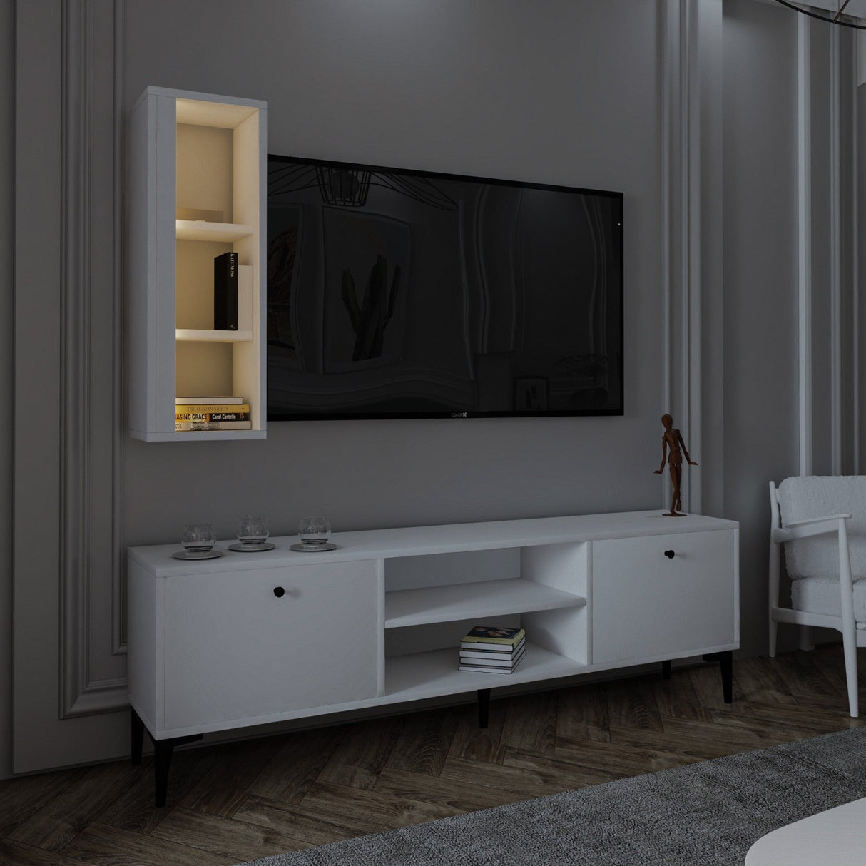 Comodă TV Bien, Diverse culori, 150x30x48 cm - Alb | SKU: 382NRC1140 | Comodă TV Bien, 150x30x48 cm, varianta Alb, produs pentru amenajarea locuinței, disponibil online în România la CasaMob