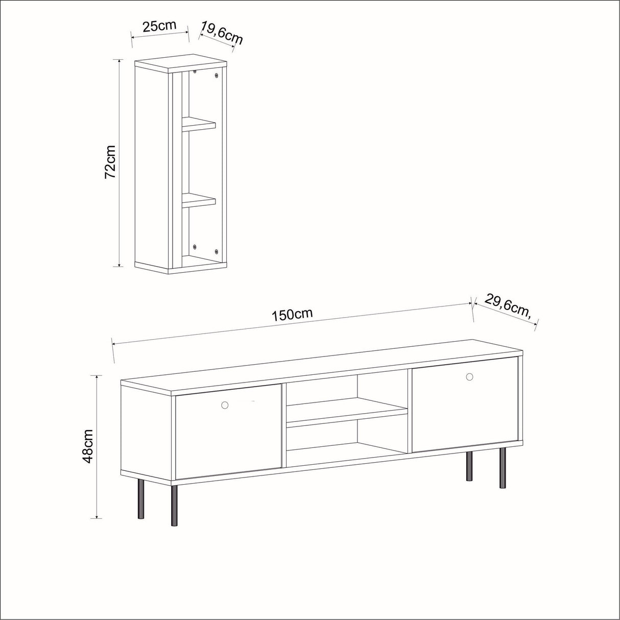 Comodă TV Bien, Diverse culori, 150x30x48 cm - Alb | SKU: 382NRC1140 | Comodă TV Bien, 150x30x48 cm, varianta Alb, produs pentru amenajarea locuinței, disponibil online în România la CasaMob