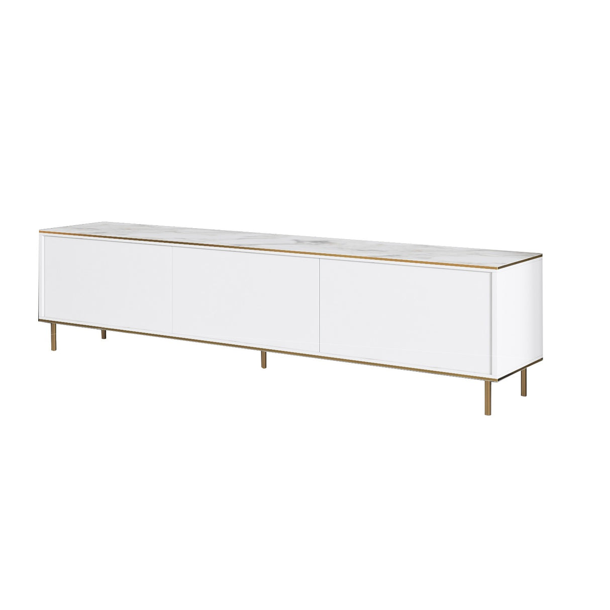 Comodă TV Imaj - Marble, White, White marble - Auriu, 180x35x45 cm