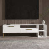 Comodă TV Parion, Diverse culori, 150x35x47 cm - Alb - Auriu | SKU: 382NRC1145 | Comodă TV Parion, 150x35x47 cm, varianta Alb - Auriu, produs pentru amenajarea locuinței, disponibil online în România la CasaMob