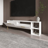 Comodă TV Parion, Diverse culori, 150x35x47 cm - Alb - Auriu | SKU: 382NRC1145 | Comodă TV Parion, 150x35x47 cm, varianta Alb - Auriu, produs pentru amenajarea locuinței, disponibil online în România la CasaMob