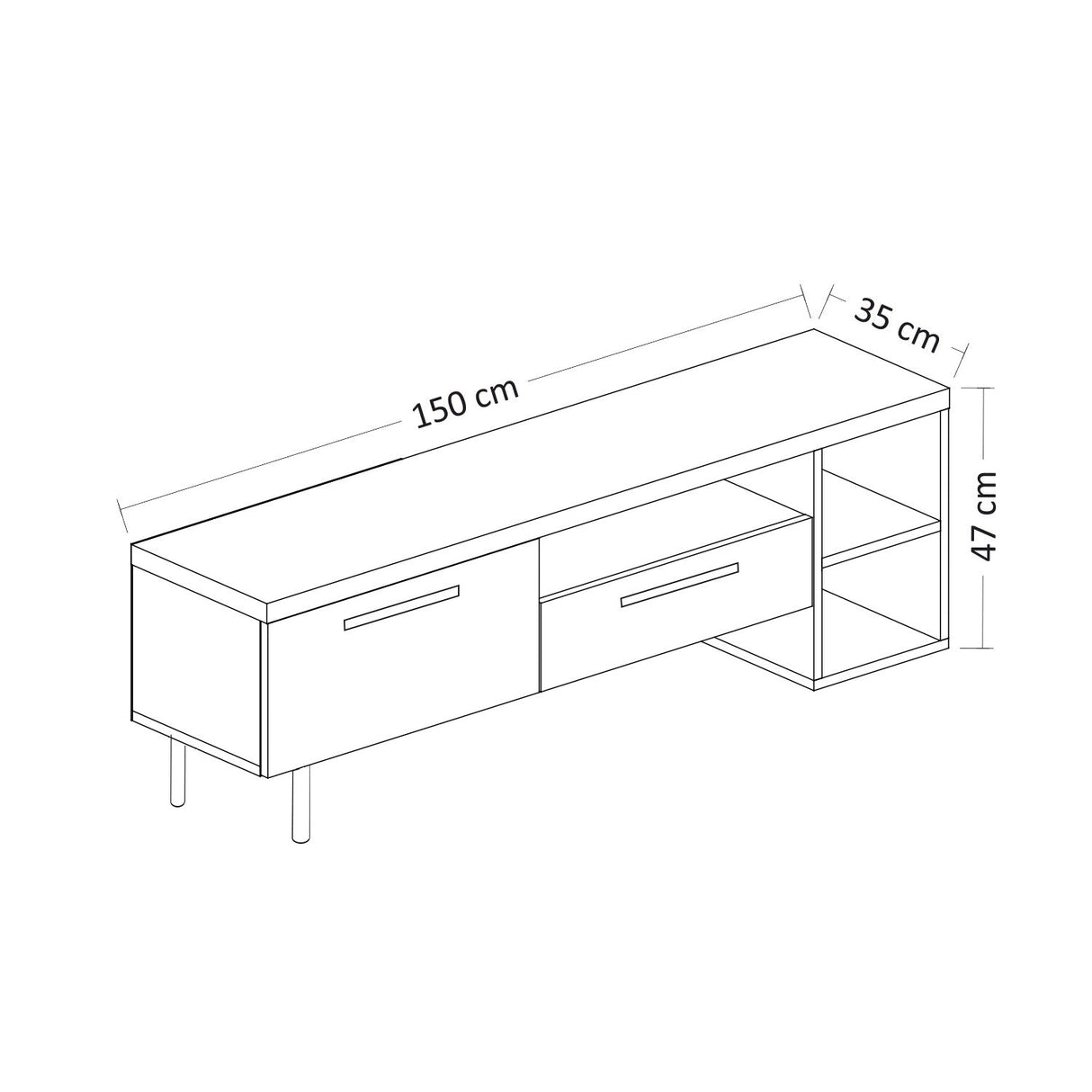 Comodă TV Parion, Diverse culori, 150x35x47 cm - Alb - Auriu | SKU: 382NRC1145 | Comodă TV Parion, 150x35x47 cm, varianta Alb - Auriu, produs pentru amenajarea locuinței, disponibil online în România la CasaMob