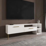 Comodă TV Parion, Diverse culori, 150x35x47 cm - Alb - Auriu | SKU: 382NRC1145 | Comodă TV Parion, 150x35x47 cm, varianta Alb - Auriu, produs pentru amenajarea locuinței, disponibil online în România la CasaMob