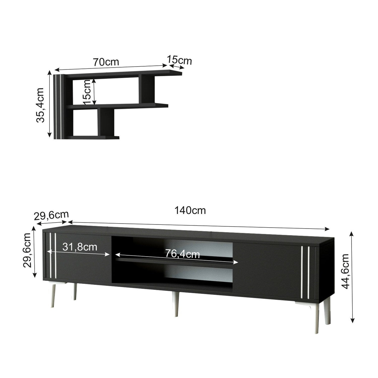 Comodă TV Snow Set, Diverse culori, 140x30x45 cm - Antracit | SKU: 382NRC1147 | Comodă TV Snow Set, 140x30x45 cm, varianta Antracit, produs pentru amenajarea locuinței, disponibil online în România la CasaMob