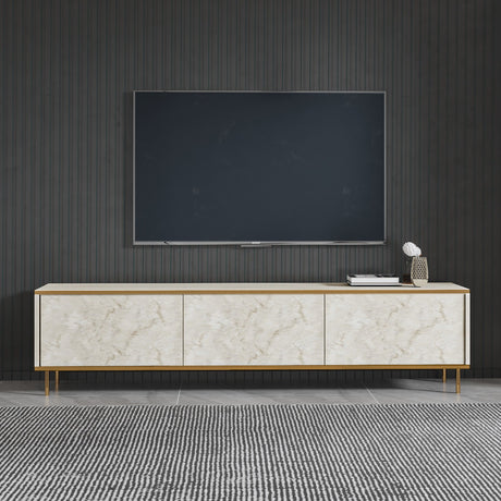 Comodă TV Imaj, Travertin - Auriu, 180x35x45 cm
