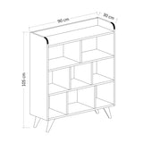 Bibliotecă Florida, Alb, 90x30x105 cm