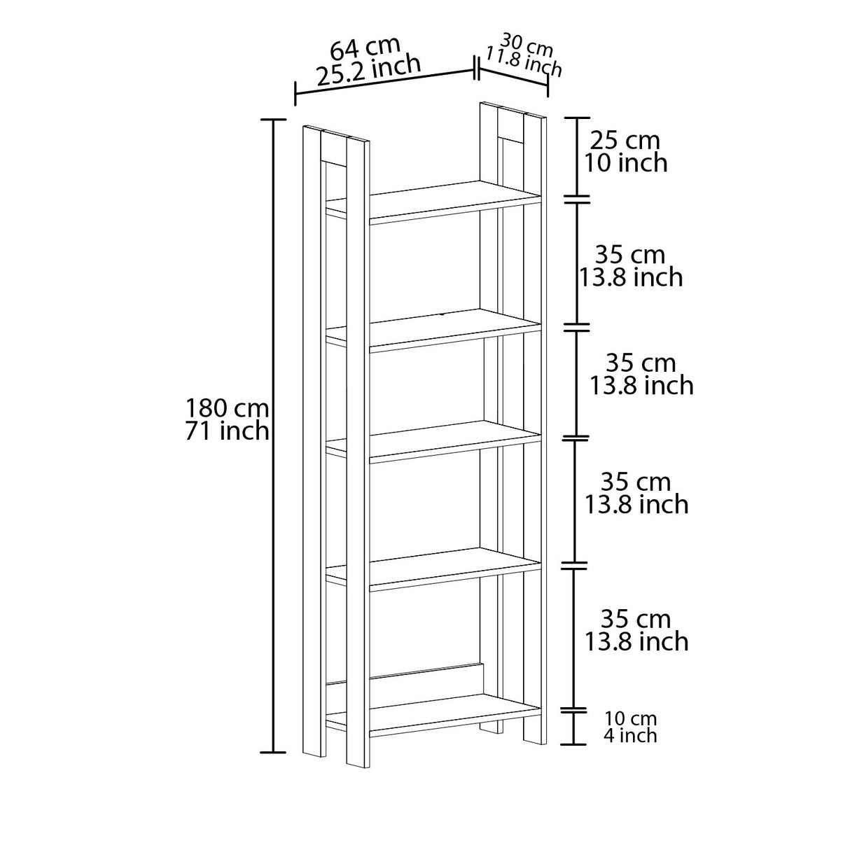 Bibliotecă Country, Diverse culori, 64x30x180 cm - Alb | SKU: 382NRC1305 | Bibliotecă Country, 64x30x180 cm, varianta Alb, produs pentru amenajarea locuinței, disponibil online în România la CasaMob