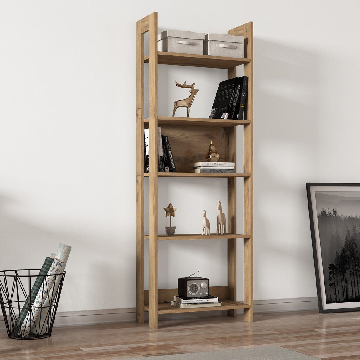 Bibliotecă Country, Diverse culori, 64x30x180 cm - Stejar | SKU: 382NRC1306 | Bibliotecă Country, 64x30x180 cm, varianta Stejar, produs pentru amenajarea locuinței, disponibil online în România la CasaMob