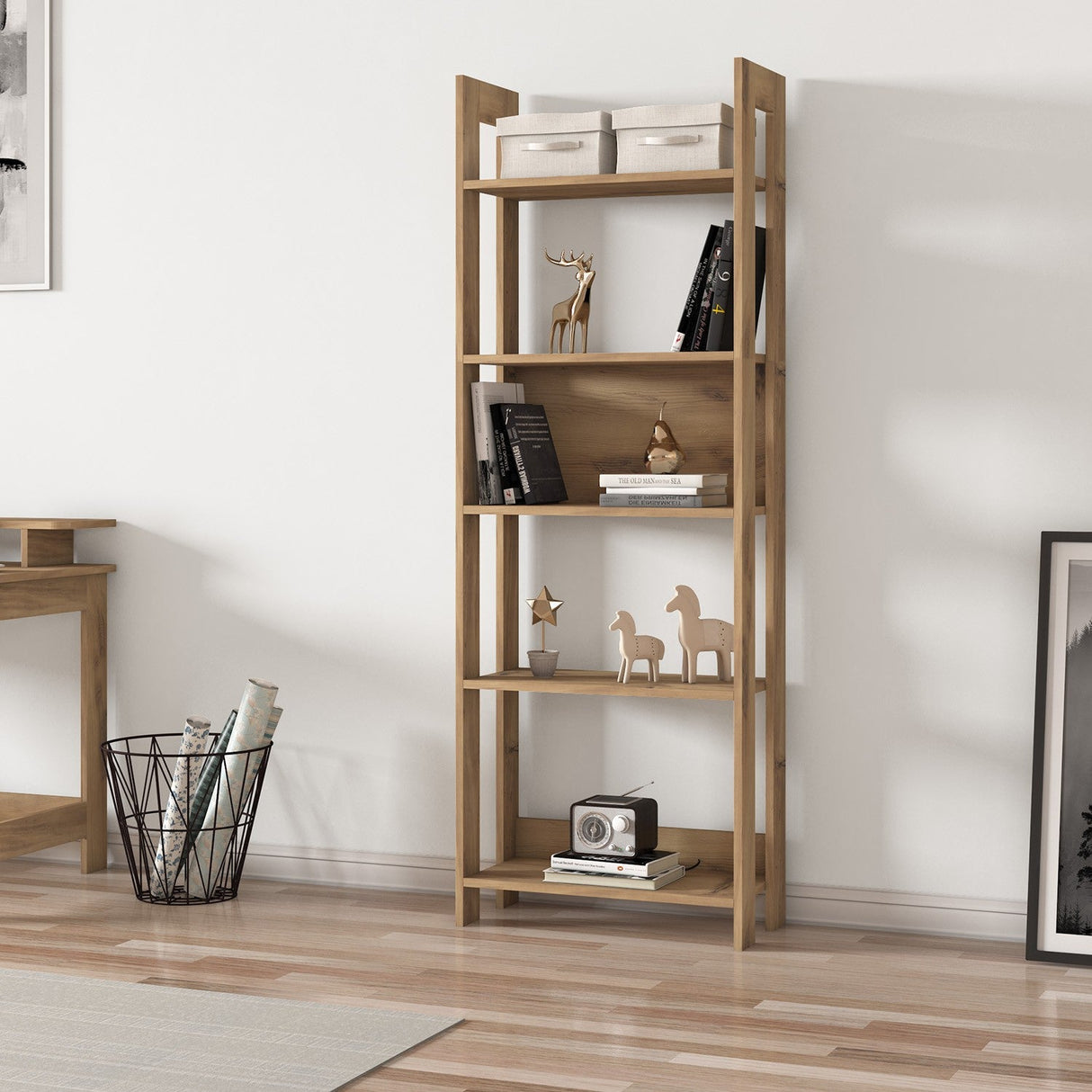 Bibliotecă Country, Diverse culori, 64x30x180 cm - Stejar | SKU: 382NRC1306 | Bibliotecă Country, 64x30x180 cm, varianta Stejar, produs pentru amenajarea locuinței, disponibil online în România la CasaMob