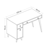 Birou Inarch, Alb - Stejar, 120x60x76 cm
