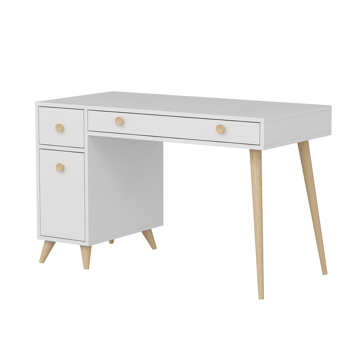 Birou Inarch, Alb - Stejar, 120x60x76 cm