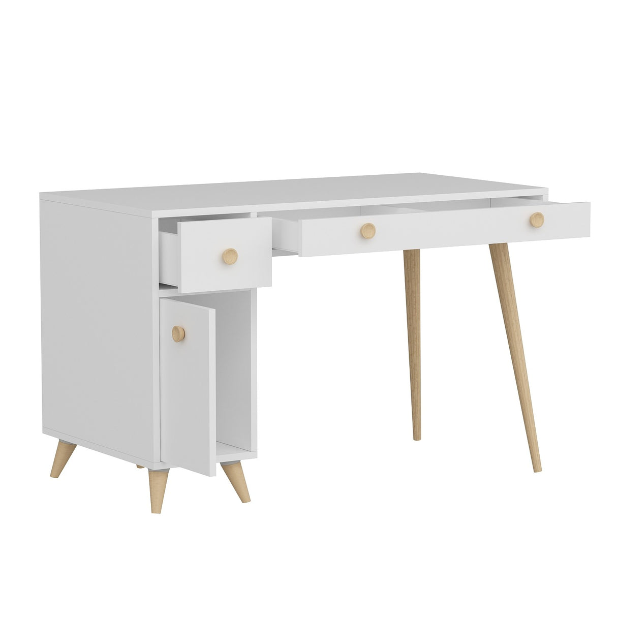 Birou Inarch, Alb - Stejar, 120x60x76 cm