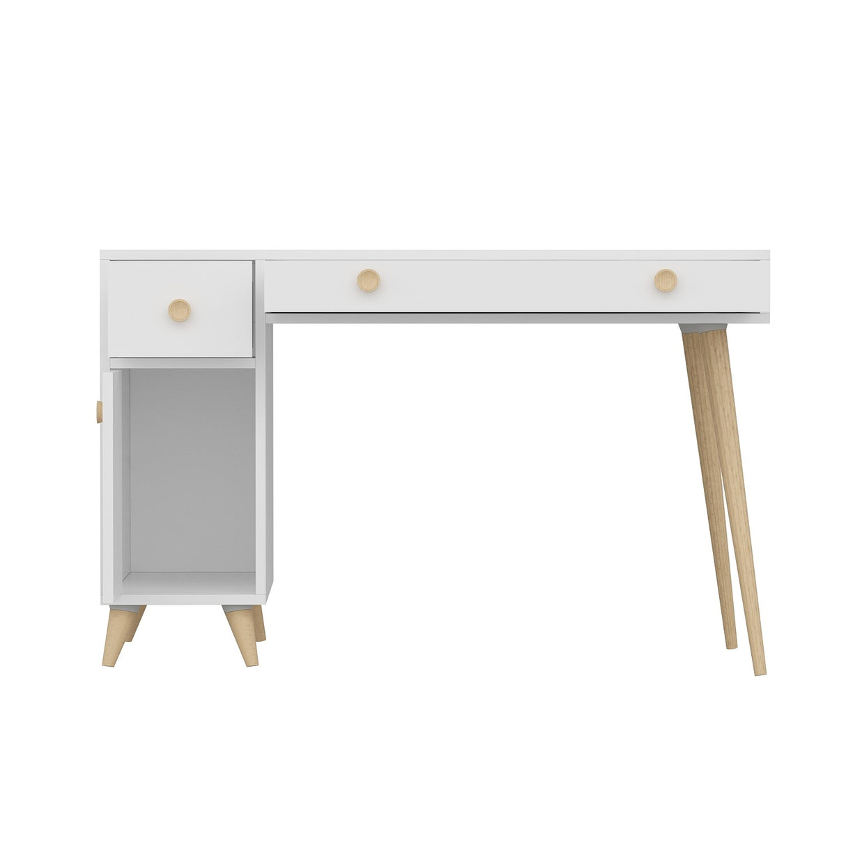 Birou Inarch, Alb - Stejar, 120x60x76 cm
