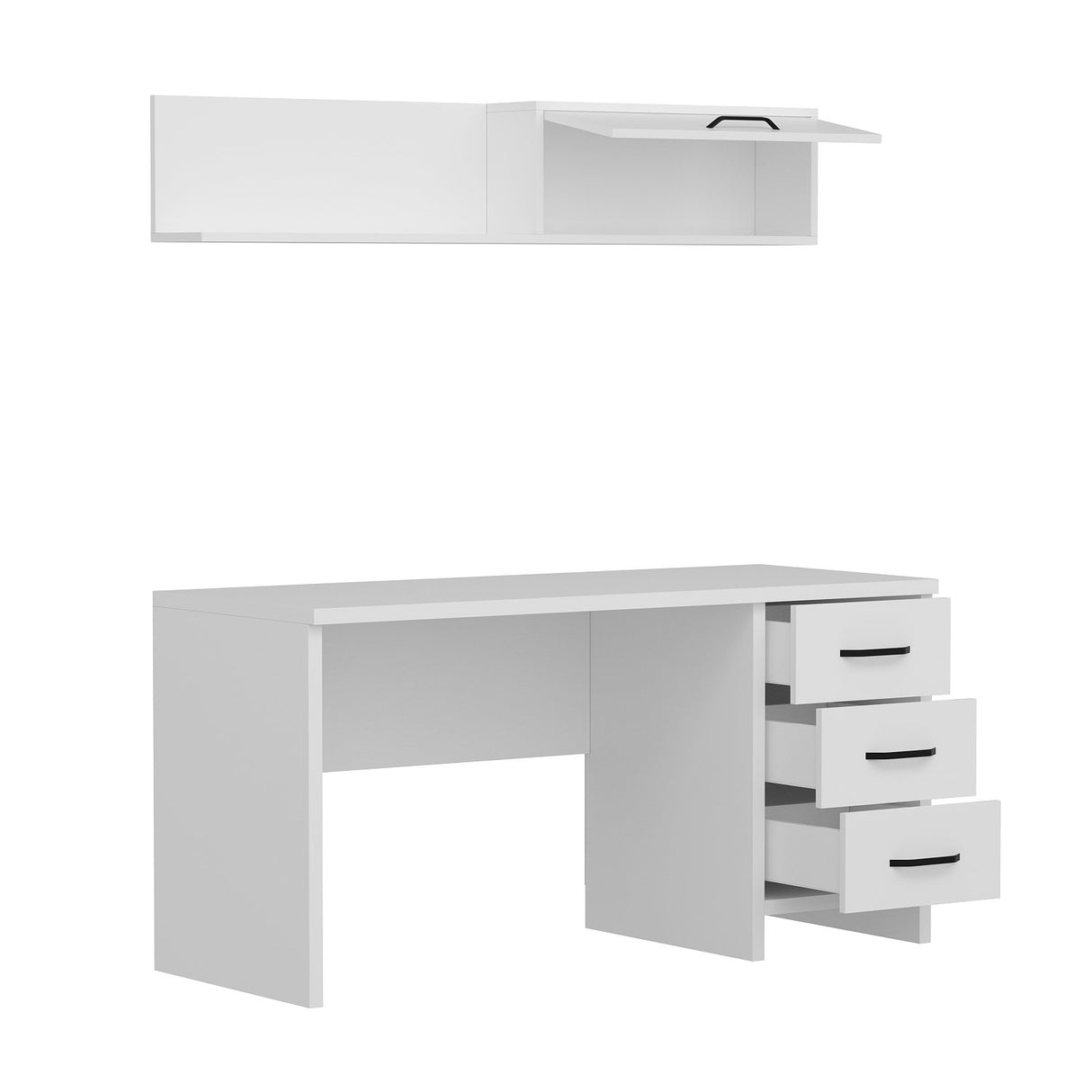Birou Troy, Alb, 150x60x75 cm