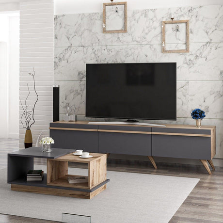 Set Mobila Sufragerie Amsterdam, Gri, 180x42x35 cm