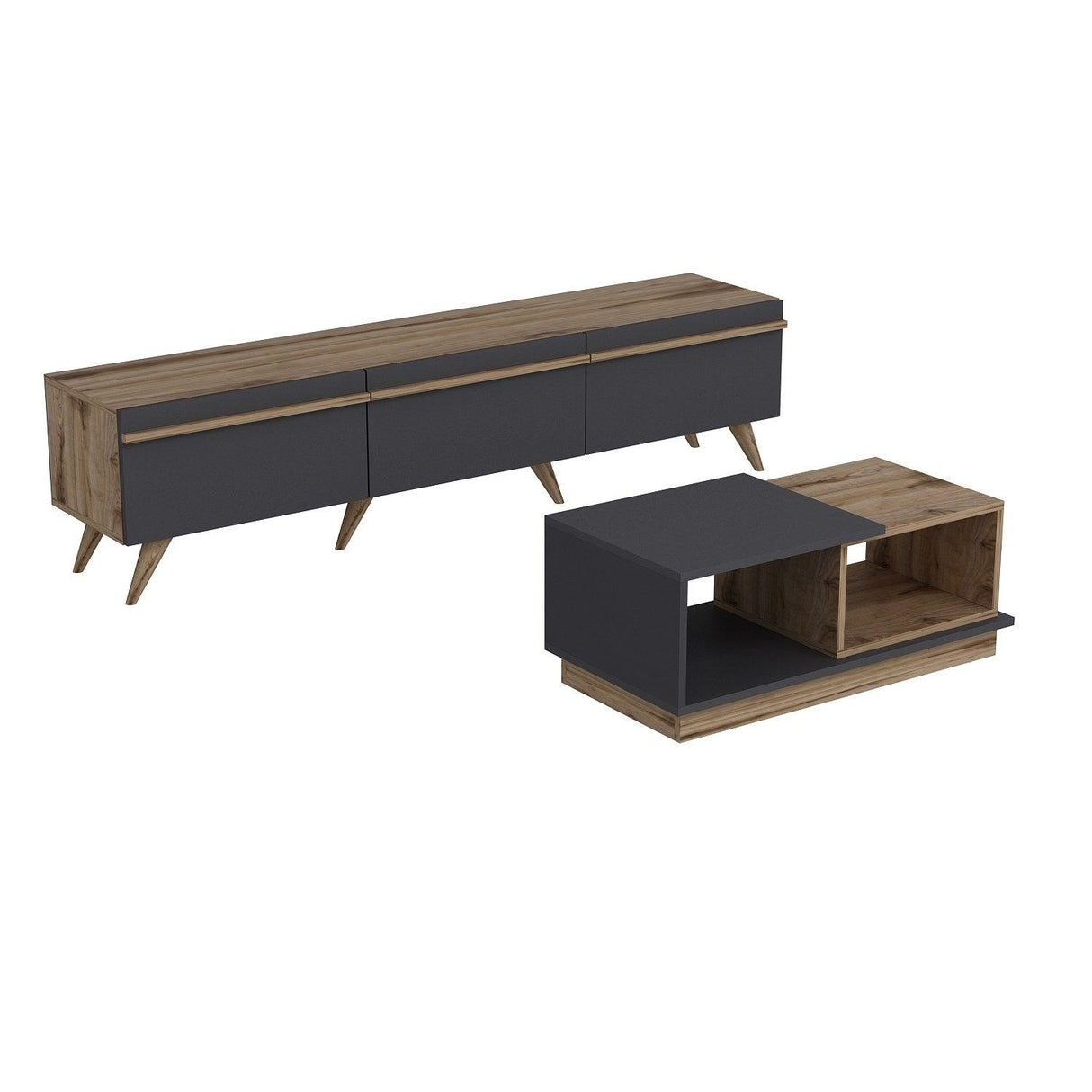 Set Mobila Sufragerie Amsterdam, Gri, 180x42x35 cm