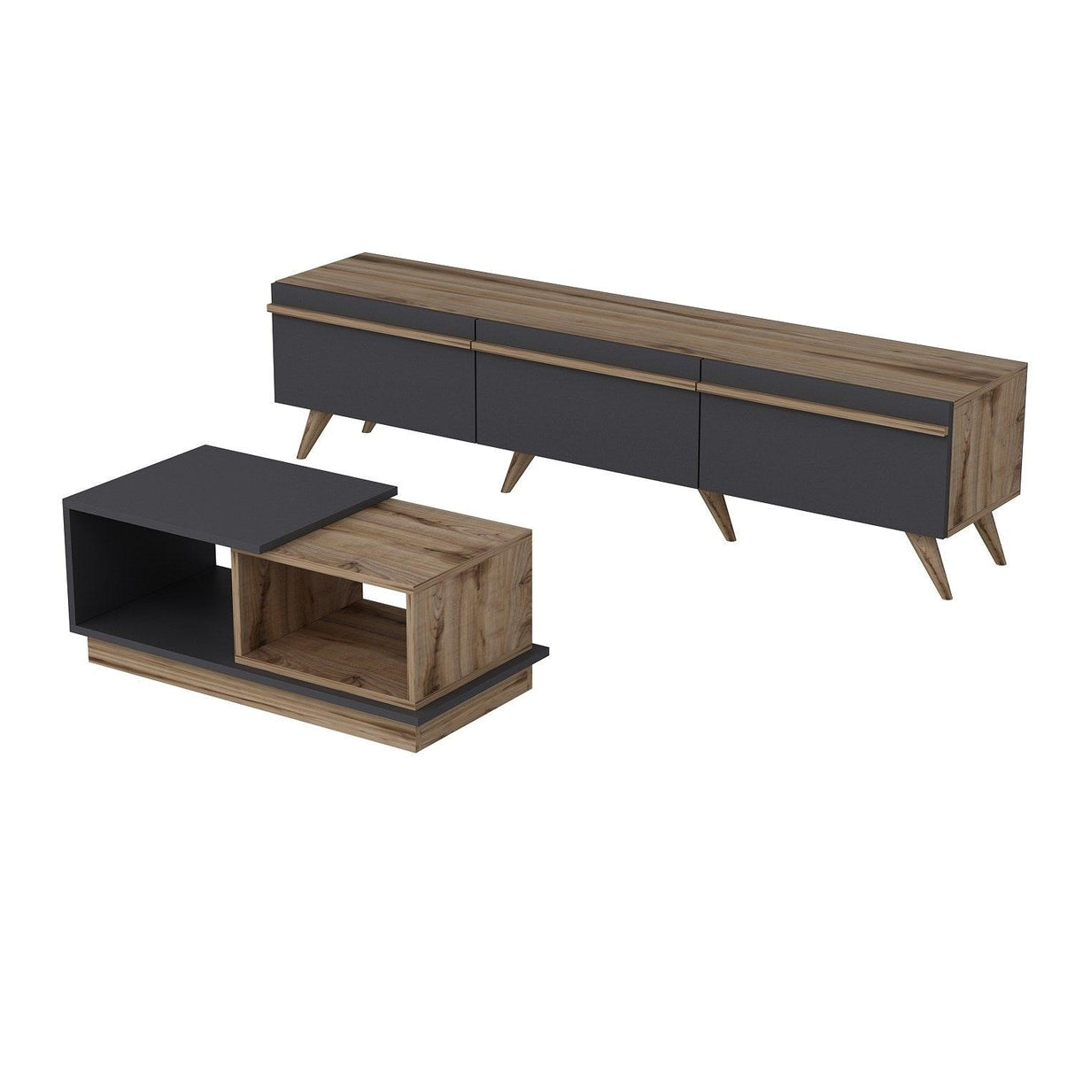 Set Mobila Sufragerie Amsterdam, Gri, 180x42x35 cm