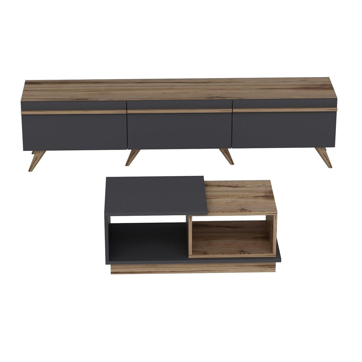 Set Mobila Sufragerie Amsterdam, Gri, 180x42x35 cm