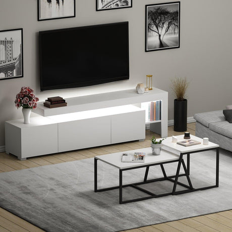Set Mobila Sufragerie Beliz - White, Alb, 192x53x37 cm