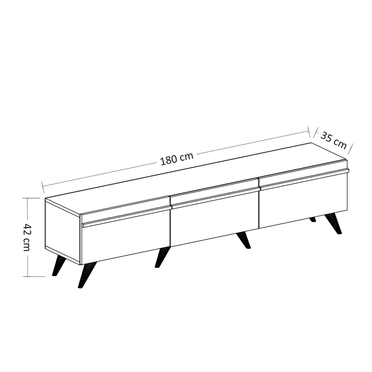 Set mobilă pentru sufragerie Valentina, Alb - Sapphire, 180x35x42 cm