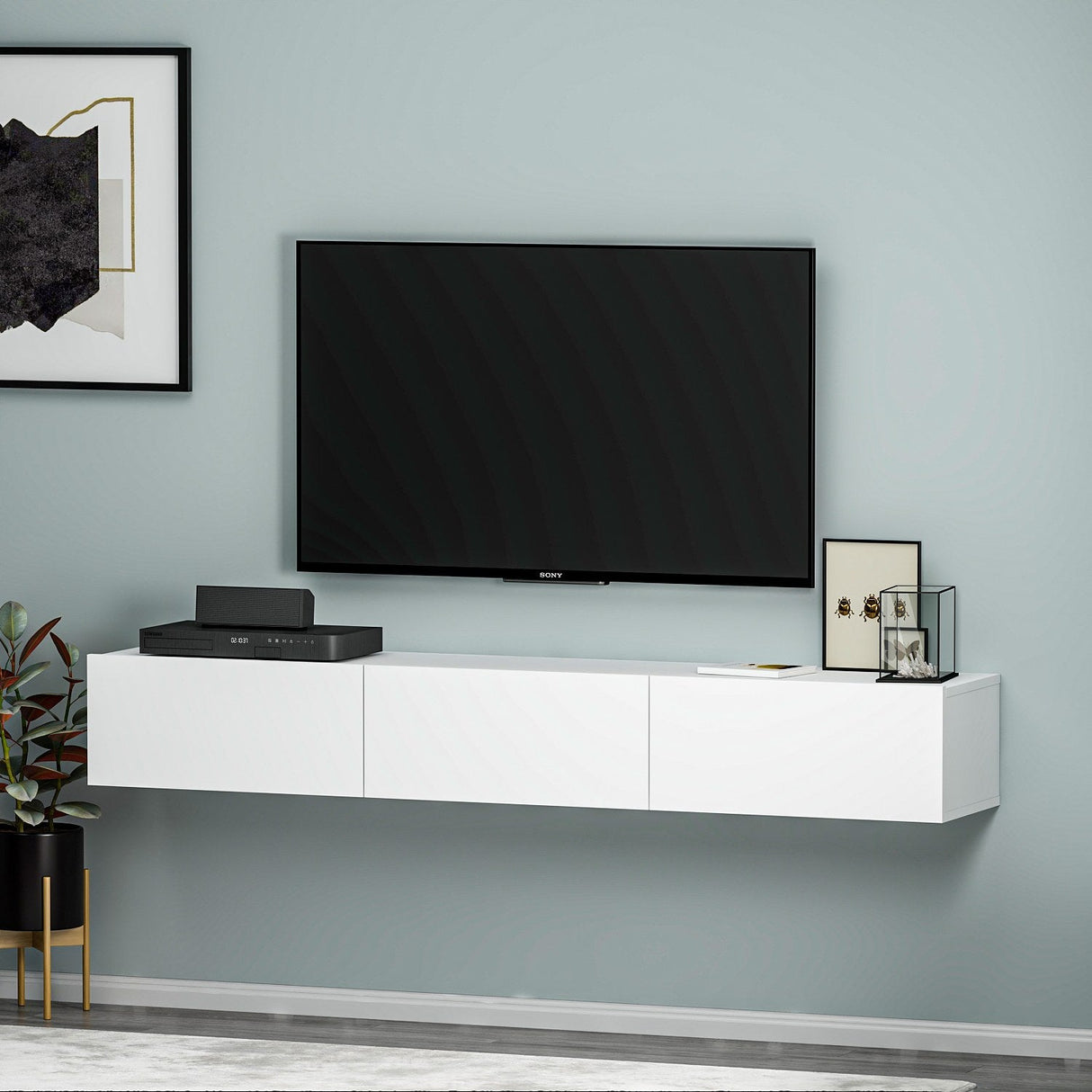 Comodă TV Terra, Diverse culori, 180x31x26 cm - Alb | SKU: 382NRC1509 | Comodă TV Terra, 180x31x26 cm, varianta Alb, produs pentru amenajarea locuinței, disponibil online în România la CasaMob