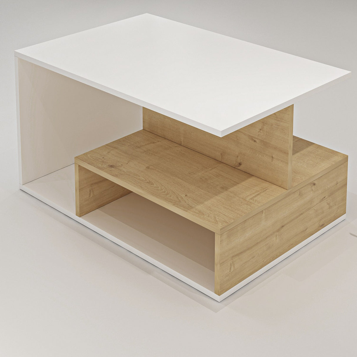 Măsuță de cafea Vera, Diverse culori, 90x60x49 cm - Alb - Stejar | SKU: 382NRC1513 | Măsuță de cafea Vera, 90x60x49 cm, varianta Alb - Stejar, produs pentru amenajarea locuinței, disponibil online în România la CasaMob