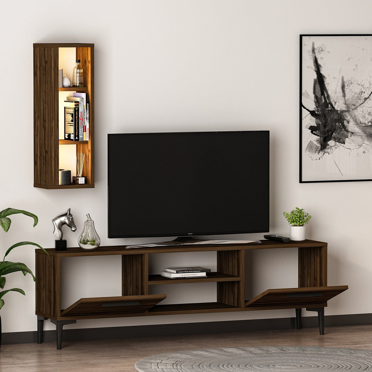 Comodă TV Bien, Diverse culori, 150x30x48 cm - Nuc | SKU: 382NRC1520 | Comodă TV Bien, 150x30x48 cm, varianta Nuc, produs pentru amenajarea locuinței, disponibil online în România la CasaMob