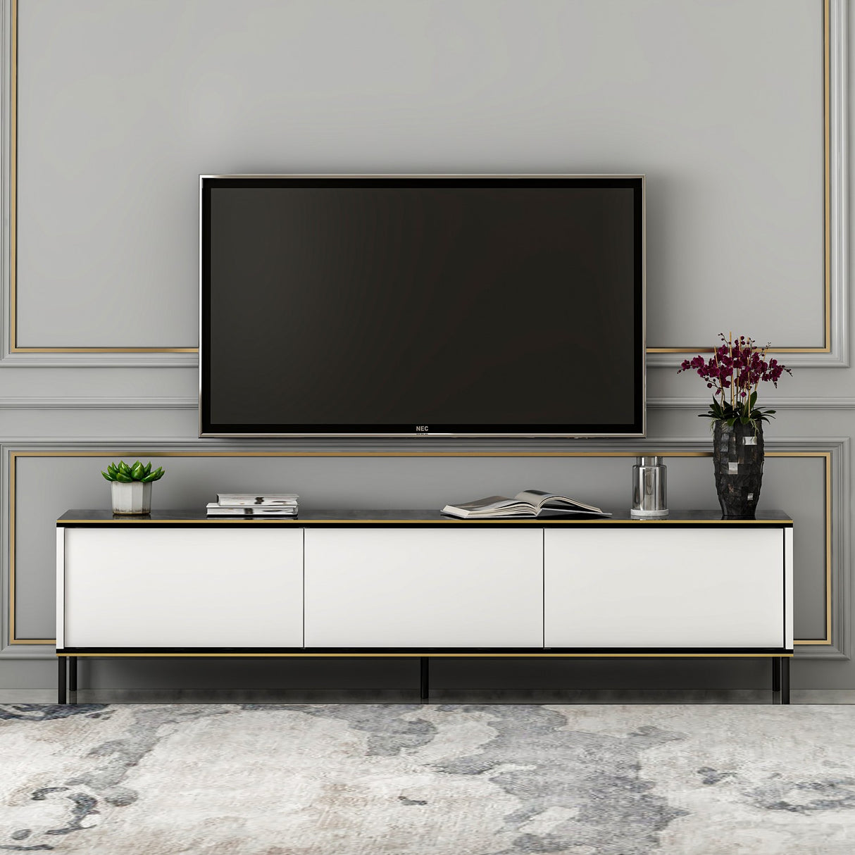 Comodă TV Imaj - Whıte, Alb, 180x35x45 cm