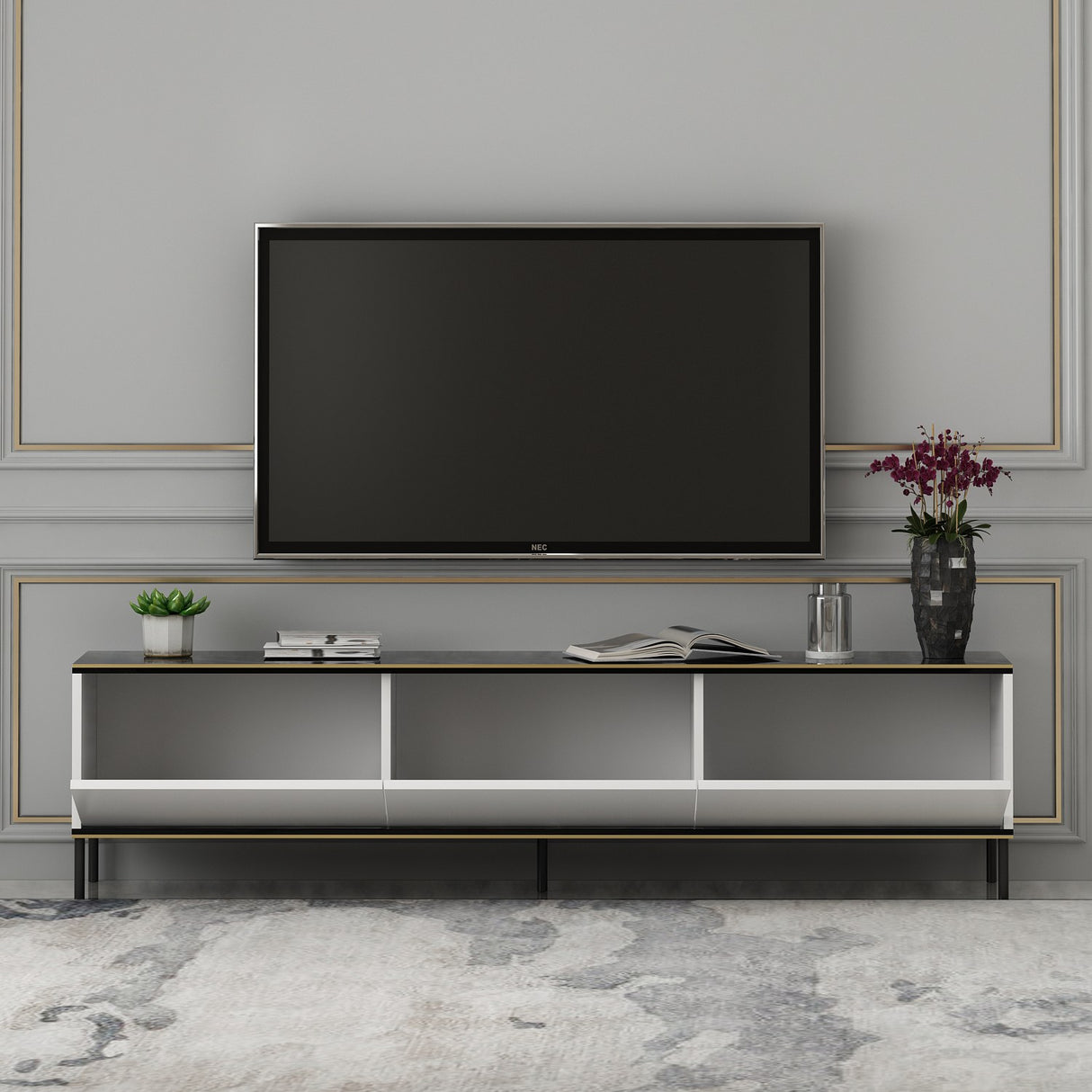 Comodă TV Imaj - Whıte, Alb, 180x35x45 cm