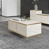 Măsuță de cafea Imaj, Diverse culori, 90x45x40 cm - Travertin - Auriu | SKU: 382NRC1532 | Măsuță de cafea Imaj, 90x45x40 cm, varianta Travertin - Auriu, produs pentru amenajarea locuinței, disponibil online în România la CasaMob