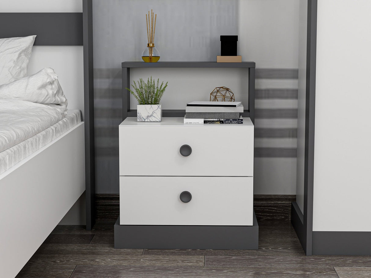 Noptieră Life, Diverse culori, Diverse dimensiuni - Antracit - Alb - 62x42x62 cm | SKU: 382NRC1801 | Noptieră Life, varianta Antracit - Alb - 62x42x62 cm, produs pentru amenajarea locuinței, disponibil online în România la CasaMob