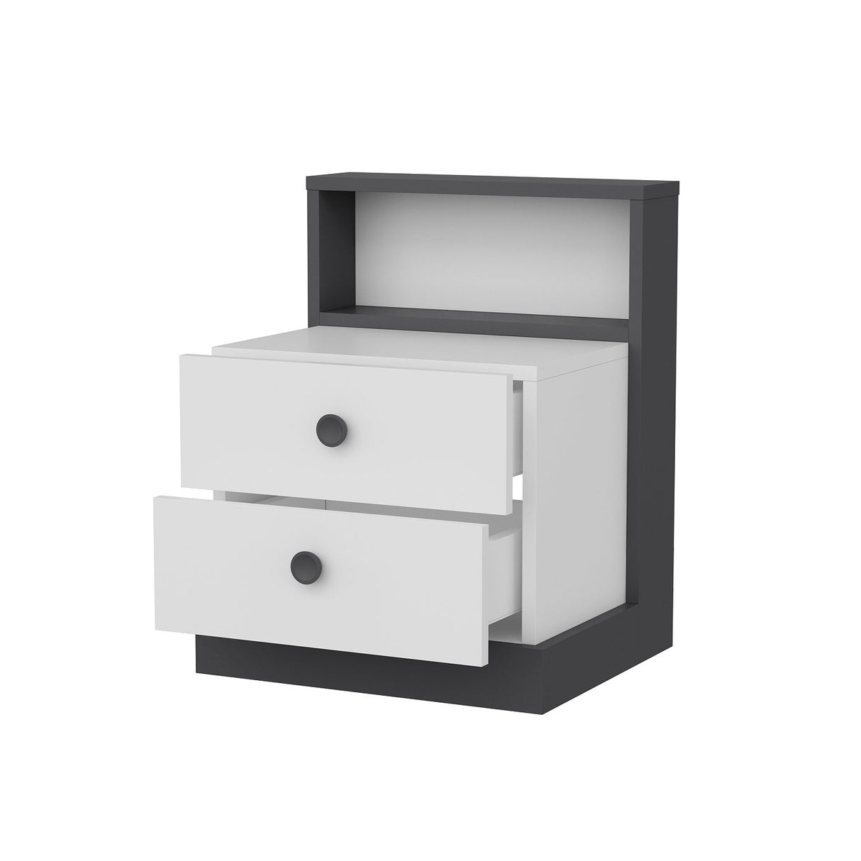 Noptieră Life, Diverse culori, Diverse dimensiuni - Antracit - Alb - 62x42x62 cm | SKU: 382NRC1801 | Noptieră Life, varianta Antracit - Alb - 62x42x62 cm, produs pentru amenajarea locuinței, disponibil online în România la CasaMob