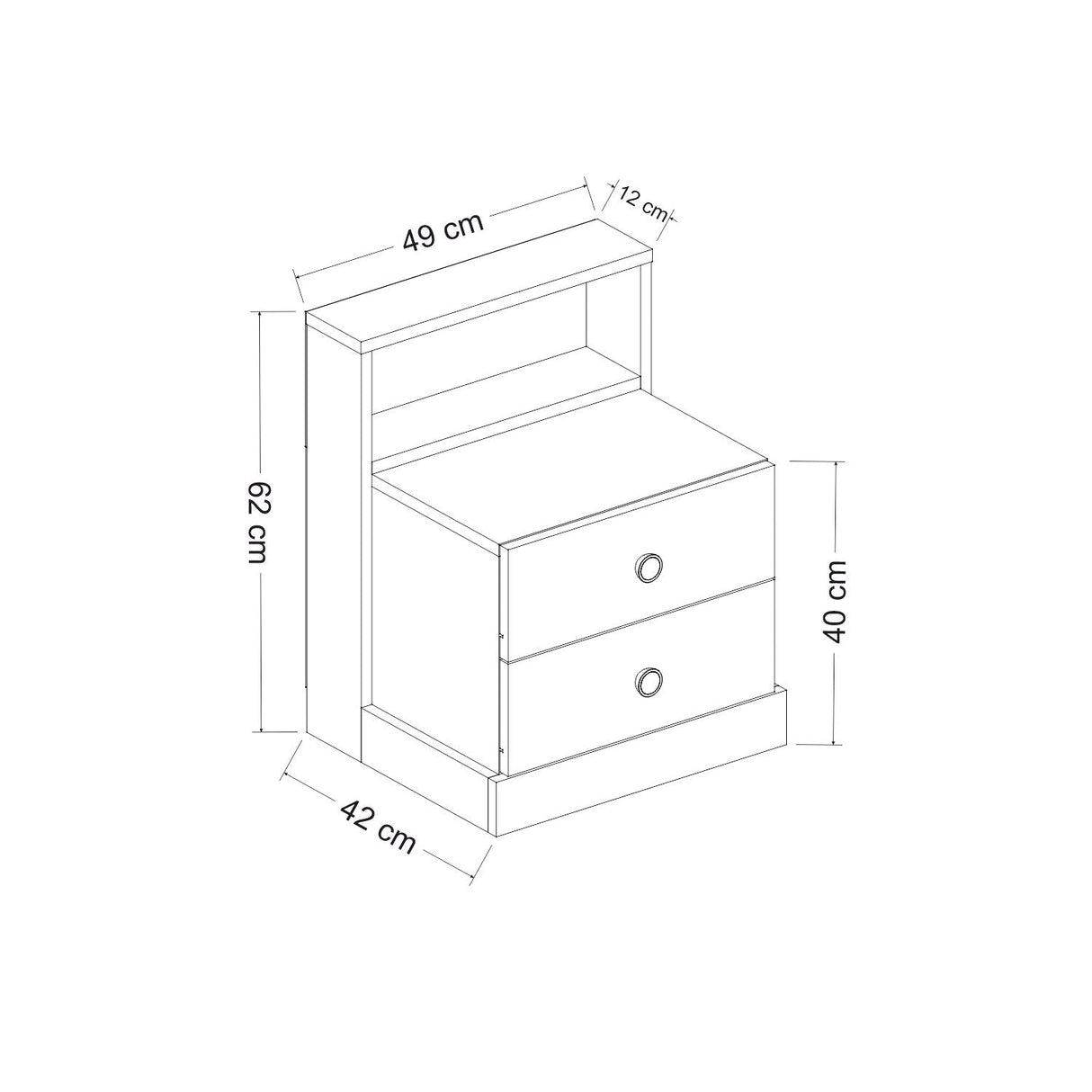 Noptieră Life, Diverse culori, Diverse dimensiuni - Antracit - Alb - 62x42x62 cm | SKU: 382NRC1801 | Noptieră Life, varianta Antracit - Alb - 62x42x62 cm, produs pentru amenajarea locuinței, disponibil online în România la CasaMob