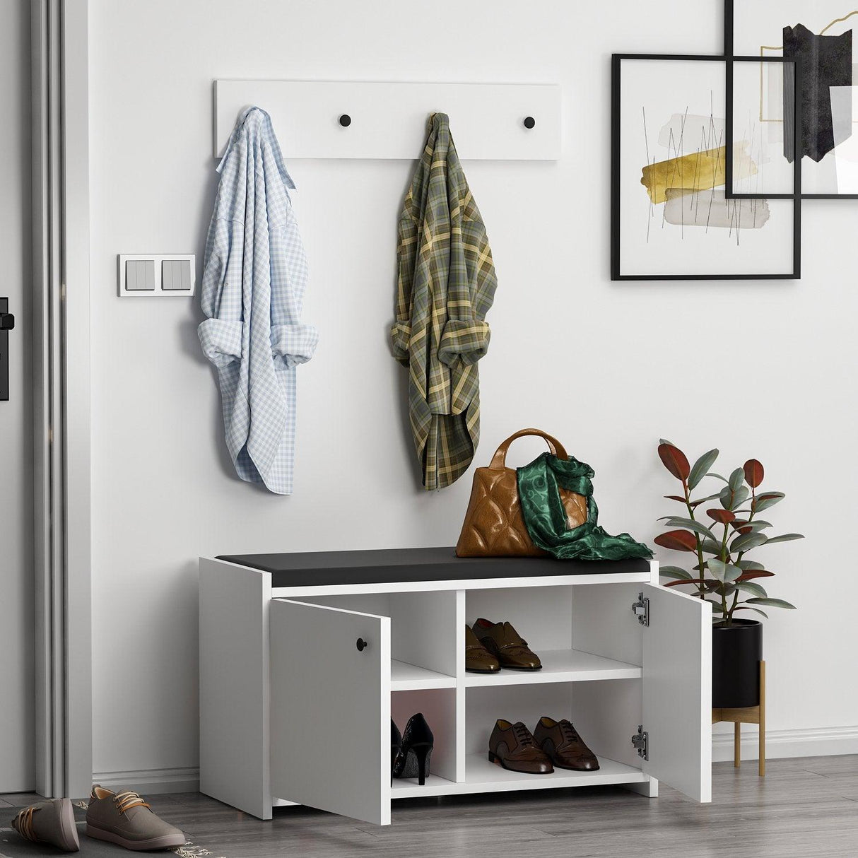 Pantofar Zen, Alb, 35x45x80 cm - Alb, SKU 382NRC2101
