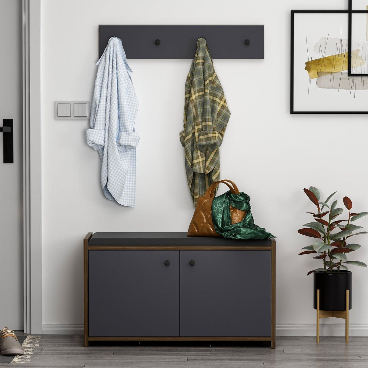 Pantofar Zen, Alb, 35x45x80 cm - Gri, SKU 382NRC2101