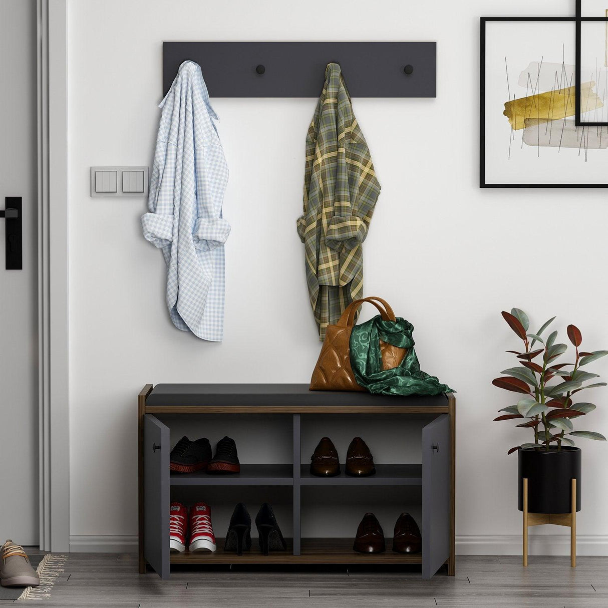 Pantofar Zen, Alb, 35x45x80 cm - Gri, SKU 382NRC2101